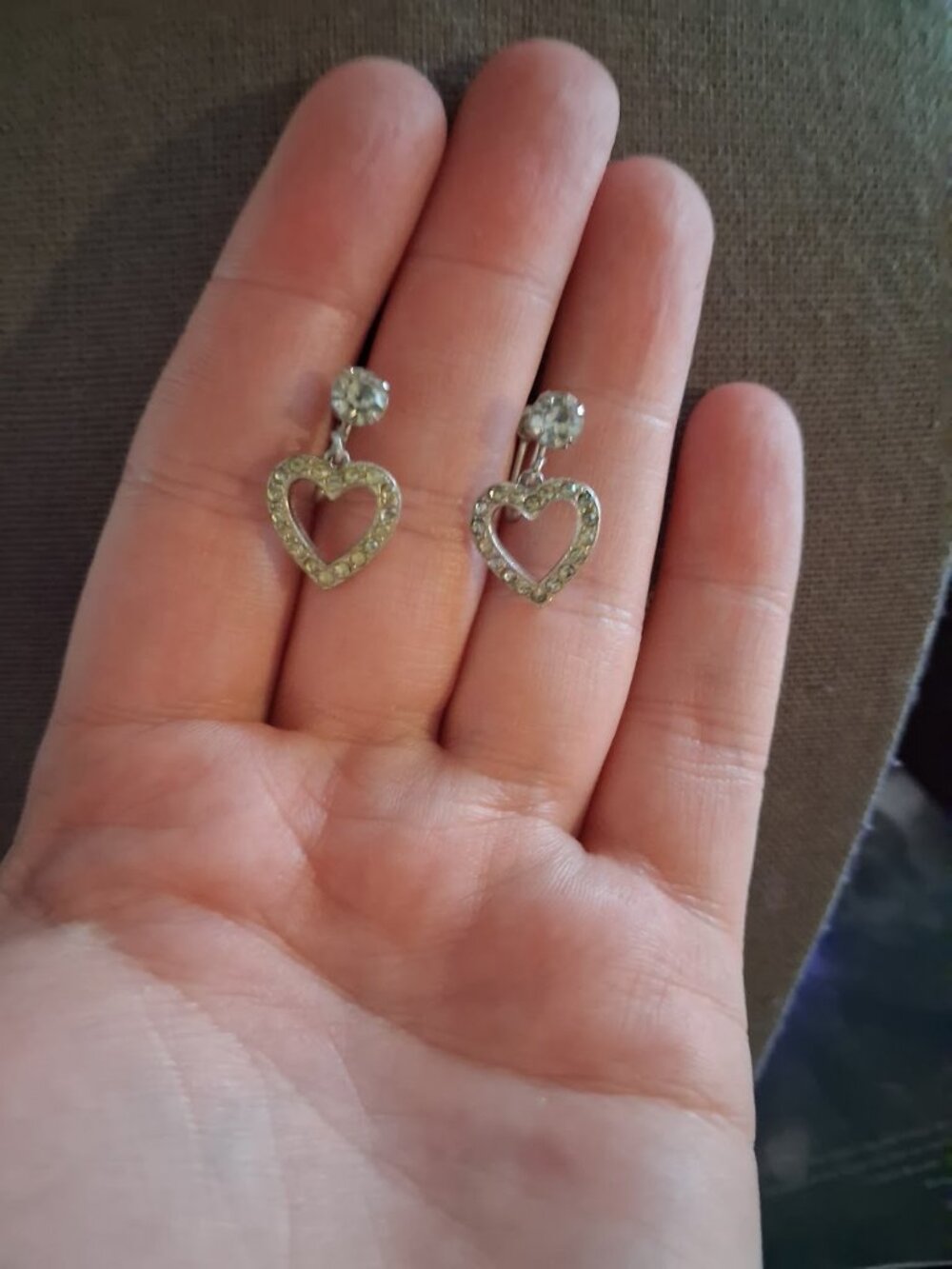 Vintage Weiss Heart dangle screwback earrings
